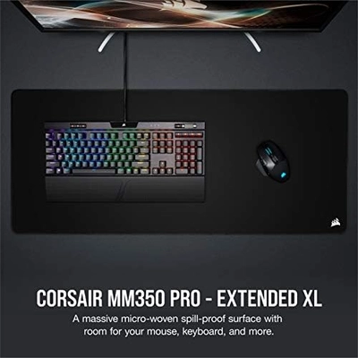 Corsair MM350 PRO Premium Spill-Proof Cloth Gaming Mouse Pad – Extended XL - Black - Image 2