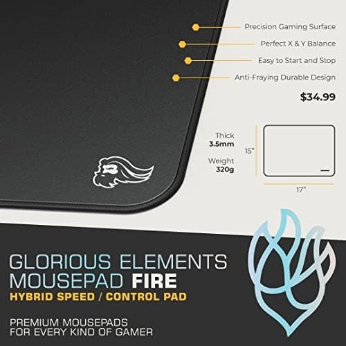 Glorious Elements Gaming Mousepad - Extra Large Mouse Pad XL - Foam Core Hybrid Cloth - Gaming Desk Pad 15"x17" (FIRE) thumbnail-3