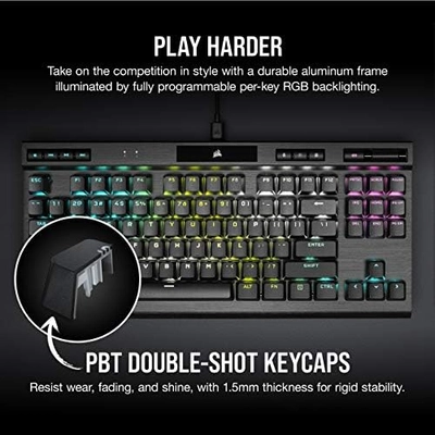 CORSAIR K70 RGB TKL – CHAMPION SERIES Tenkeyless Mechanical Gaming Keyboard - CHERRY MX SPEED Keyswitches - Durable Aluminum Frame - Per-Key RGB LED Backlighting - Detachable USB Type-C Cable, Black - Image 6