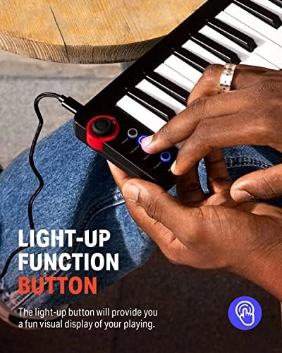 Donner Mini MIDI Keyboard, N-25 25 Key MIDI Controller with Velocity-Sensitive Mini Keys&Light-up Rocker and Music Production Software Included, Small MIDI Keyboard with 40 Teaching Courses thumbnail-1