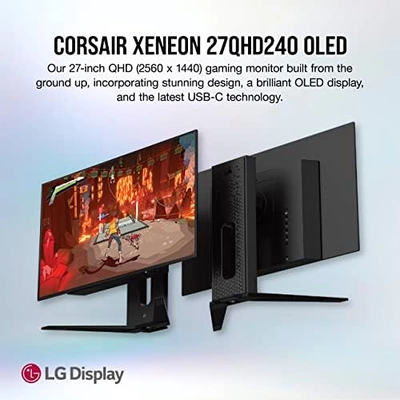 Corsair XENEON 27QHD240 27-Inch OLED Gaming Monitor - 2560 x 1440, 240Hz, 0.03ms, NVIDIA G-SYNC Compatible, AMD FreeSync™ Premium, DisplayHDR10, HDMI 2.1, DisplayPort 1.4, USB-C 3.1 - Black - Image 2