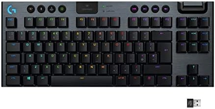 Logitech G915 TKL Tenkeyless Lightspeed Wireless RGB Mechanical Gaming Keyboard, Low Profile Switch Options, Lightsync RGB, Advanced Wireless and Bluetooth Support - Clicky,Black