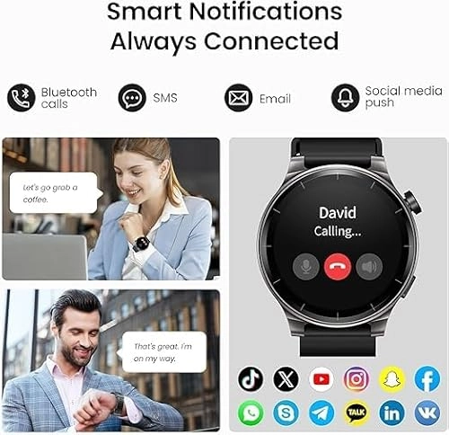 TOZO S5 Smart Watch (Answer/Make Calls), 1.43’’ AMOLED Smart Watches for Men Women 100+ Sport Modes Fitness Watch with Blood Oxygen/Sleep/Heart Rate Monitor, IP68 Waterproof Smartwatch thumbnail-3