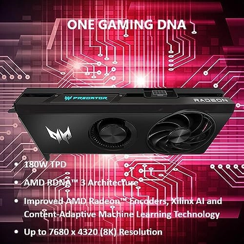 Acer Predator BiFrost AMD Radeon RX7600 Overclocking Graphics Card | 8GB GDDR6 128-bit 18 Gbps | Dual Fan Hybrid Cooling and Vapor Chamber | TPD 180W | 1 x HDMI 2.1 & 3 x DisplayPort 1.4 thumbnail-1