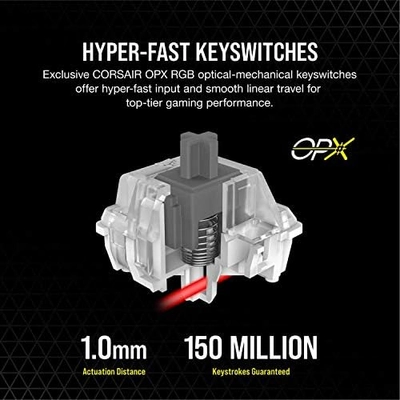 Corsair K100 RGB Optical-Mechanical Wired Gaming Keyboard - OPX Switches - PBT Double-Shot Keycaps - Elgato Stream Deck and iCUE Compatible - QWERTY NA Layout - Black - Image 6