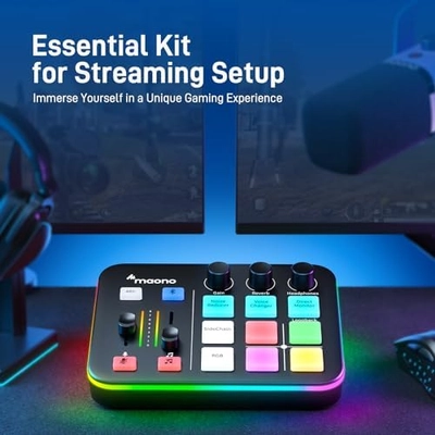 MAONO Gaming Audio Mixer, Audio Interface with Pro-preamp, RGB, Bluetooth, 48V Phantom Power for Live Streaming, Podcasting, Content Create, Gaming MaonoCaster G1 NEO (BLACK) - Image 2