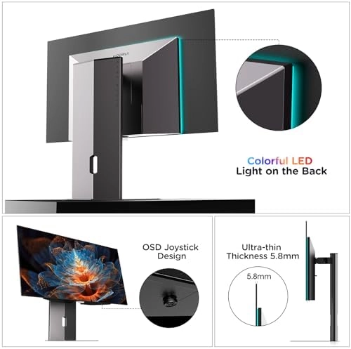 KOORUI 27 inch OLED Gaming Monitor, 1440P 240Hz Computer Monitor, 0.03ms, AdaptiveSync Compatible, 90W Type-C Charge, DCI-P3, Slim Screen, HDMI 2.0, DisplayPort 1.4, USB-C 3.1, VESA, Black, 27E8QK thumbnail-4