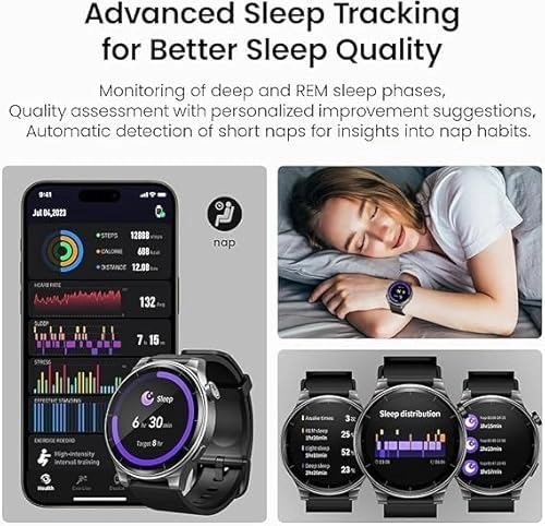 TOZO S5 Smart Watch (Answer/Make Calls), 1.43’’ AMOLED Smart Watches for Men Women 100+ Sport Modes Fitness Watch with Blood Oxygen/Sleep/Heart Rate Monitor, IP68 Waterproof Smartwatch thumbnail-5