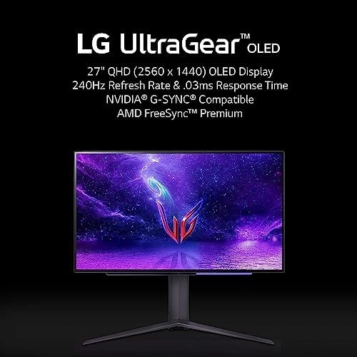 LG 27" Ultragear™ OLED QHD Gaming Monitor with 240Hz .03ms GtG & nVIDIA® G-SYNC® Compatible,Black thumbnail-3