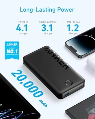 Anker Portable Charger, 20,000mAh Power Bank, Battery Pack with 2-Port, 15W High-Speed Charging for iPhone 15/15 Plus/15 Pro/15 Pro Max, 14/13/12 Series, Samsung Galaxy, and More (Black) - Image 2