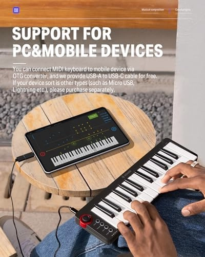 Donner Mini MIDI Keyboard, N-25 25 Key MIDI Controller with Velocity-Sensitive Mini Keys&Light-up Rocker and Music Production Software Included, Small MIDI Keyboard with 40 Teaching Courses thumbnail-6
