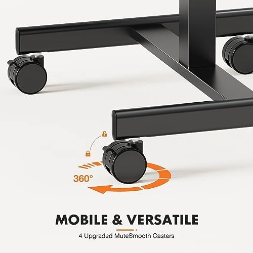 Sweetcrispy Mobile Small Stading Desk - Sit Stand Desk, Portable Rolling Laptop Desk with Lockable Wheels, Computer Workstations, Adjustable Height, Black thumbnail-6
