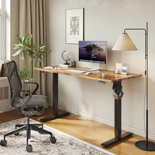 Agilestic Electric Standing Desk, 48 x 24 Inches Height Adjustable Desk, Sit Stand up Desk for Work Office Home, Ergonomic Rising Computer Table with Memory Preset, Rustic Brown thumbnail-1