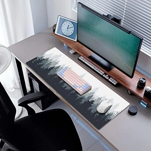 Galdas Gaming Mouse Mat Forest Background Pattern XXL XL Large Mouse Mat Long Extended Mouse Pad Desk Mat Non-Slip Rubber Mice Pads Stitched Edges Thin Pad (31.5 x 11.8 x 0.12 Inches) Tree thumbnail-4