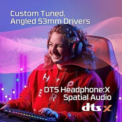 HyperX Cloud III – Wired Gaming Headset, PC, PS5, Xbox Series X|S, Angled 53mm Drivers, DTS Spatial Audio, Memory Foam, Durable Frame, Ultra-Clear 10mm Mic, USB-C, USB-A, 3.5mm – Black/Red - Image 6
