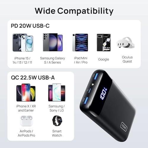 INIU Portable Charger, 22.5W 20000mAh USB C in & Out Power Bank Fast Charging, PD 3.0+QC 4.0 LED Display Phone Battery Pack Compatible with iPhone 16 15 14 13 Pro Samsung S23 Google iPad Tablet, etc thumbnail-4