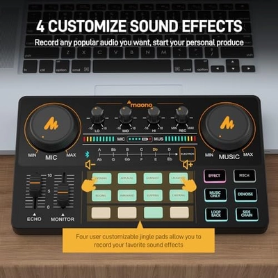 MAONO Podcast Equipment Bundle Audio mixer All-in-One Podcast Production Studio with 3.5mm Microphone for Live Streaming, Podcast Recording, PC, Smartphone, DJ MaonoCaster Lite (AU-AM200-S1) - Image 4