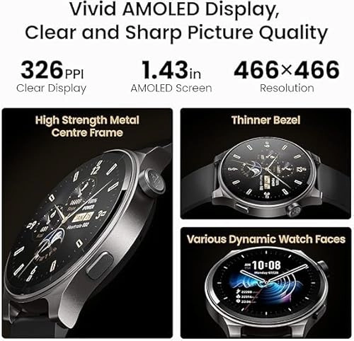 TOZO S5 Smart Watch (Answer/Make Calls), 1.43’’ AMOLED Smart Watches for Men Women 100+ Sport Modes Fitness Watch with Blood Oxygen/Sleep/Heart Rate Monitor, IP68 Waterproof Smartwatch thumbnail-1