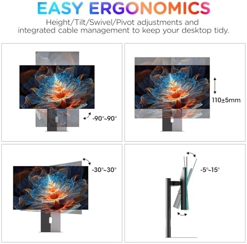 KOORUI 27 inch OLED Gaming Monitor, 1440P 240Hz Computer Monitor, 0.03ms, AdaptiveSync Compatible, 90W Type-C Charge, DCI-P3, Slim Screen, HDMI 2.0, DisplayPort 1.4, USB-C 3.1, VESA, Black, 27E8QK thumbnail-7
