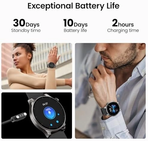TOZO S5 Smart Watch (Answer/Make Calls), 1.43’’ AMOLED Smart Watches for Men Women 100+ Sport Modes Fitness Watch with Blood Oxygen/Sleep/Heart Rate Monitor, IP68 Waterproof Smartwatch thumbnail-6