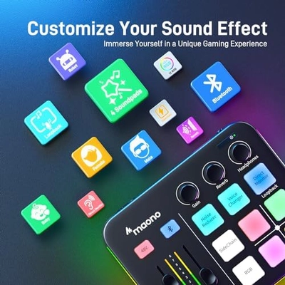MAONO Gaming Audio Mixer, Audio Interface with Pro-preamp, RGB, Bluetooth, 48V Phantom Power for Live Streaming, Podcasting, Content Create, Gaming MaonoCaster G1 NEO (BLACK) - Image 4