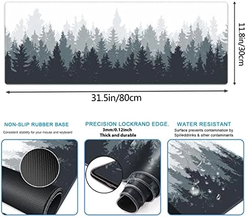 Galdas Gaming Mouse Mat Forest Background Pattern XXL XL Large Mouse Mat Long Extended Mouse Pad Desk Mat Non-Slip Rubber Mice Pads Stitched Edges Thin Pad (31.5 x 11.8 x 0.12 Inches) Tree thumbnail-2