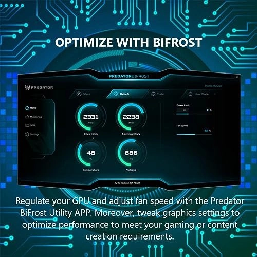Acer Predator BiFrost AMD Radeon RX7600 Overclocking Graphics Card | 8GB GDDR6 128-bit 18 Gbps | Dual Fan Hybrid Cooling and Vapor Chamber | TPD 180W | 1 x HDMI 2.1 & 3 x DisplayPort 1.4 thumbnail-3