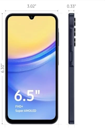 SAMSUNG Galaxy A15 5G A Series Cell Phone, 128GB Unlocked Android Smartphone, AMOLED Display, Expandable Storage, Knox Security, Super Fast Charging, US Version, 2024, Blue Black thumbnail-3