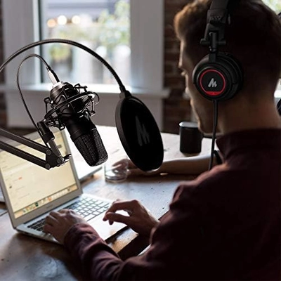MAONO Microphone with Studio Headphone Set 192kHz/24bit Vocal Condenser Cardioid Podcast Mic Compatible with Mac and Windows, YouTube, Gaming, Live Streaming, Voice-Over (AU-A04H) - Image 7